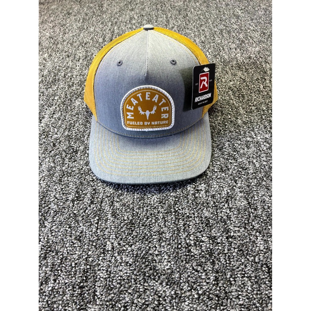 Richardson 112FP Meateater Trucker Hat Adults OS Gray Gold Snapback Mesh Cap